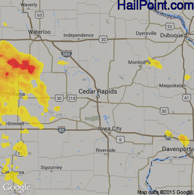 Hail Map for Cedar Rapids, IA Region on June 6, 2018