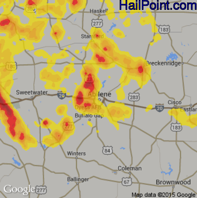 Hail Map for Abilene, TX Region on June 8, 2018