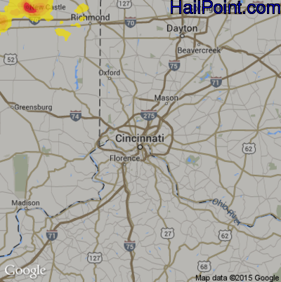 Hail Map for Cincinnati, OH Region on June 8, 2018