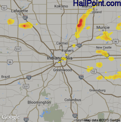 Hail Map for Indianapolis, IN Region on June 8, 2018
