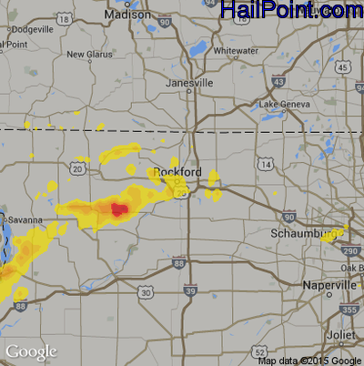 Hail Map for Rockford, IL Region on June 9, 2018
