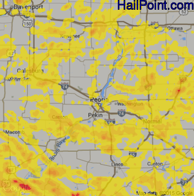 Hail Map for Peoria, IL Region on June 9, 2018