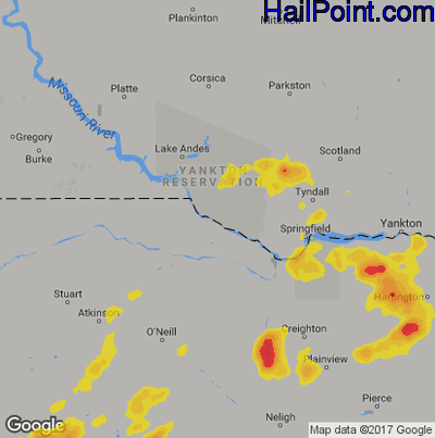 Hail Map for Grand Island, NE Region on June 10, 2018