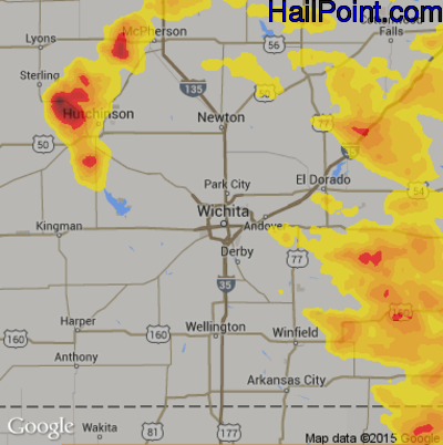Hail Map for Wichita, KS Region on June 12, 2018