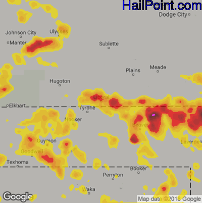Hail Map for Liberal, KS Region on June 12, 2018