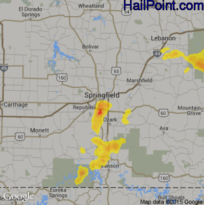 Hail Map for Springfield, MO Region on June 14, 2018