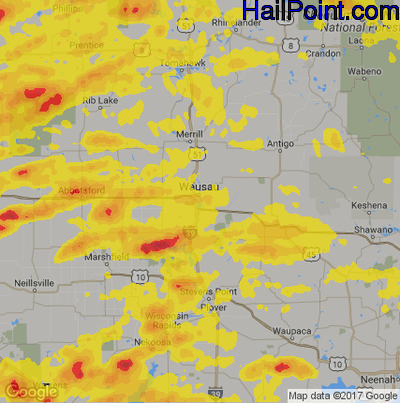 Hail Map for Wausau, WI Region on June 15, 2018