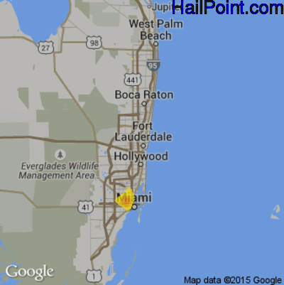 Hail Map for Fort Lauderdale, FL Region on June 23, 2018