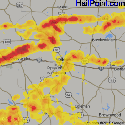 Hail Map for Abilene, TX Region on June 24, 2018