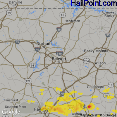 Hail Map for Raleigh, NC Region on June 24, 2018