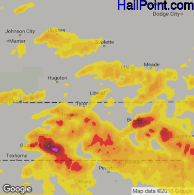 Hail Map for Liberal, KS Region on June 25, 2018