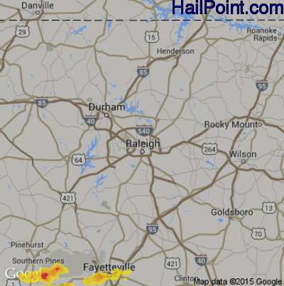 Hail Map for Raleigh, NC Region on June 25, 2018