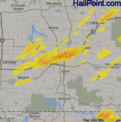Hail Map for Springfield, MO Region on June 26, 2018