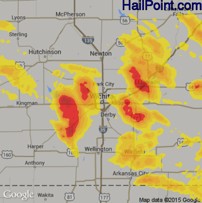Hail Map for Wichita, KS Region on June 26, 2018