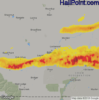 Hail Map for Billings, MT Region on July 3, 2018 