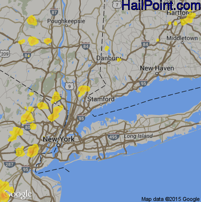 Hail Map for Stamford, CT Region on July 3, 2018