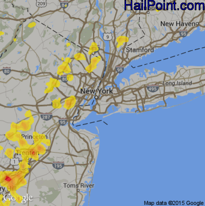 Hail Map for New York, NY Region on July 3, 2018