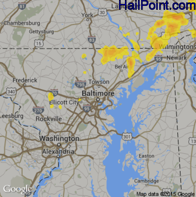 Hail Map for Baltimore, MD Region on July 3, 2018
