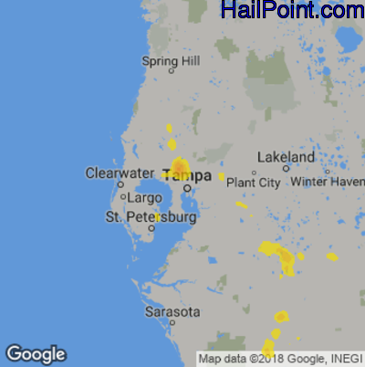 Hail Map for Tampa, FL Region on July 5, 2018