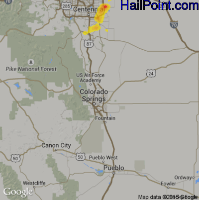 Hail Map for Colorado Springs, CO Region on July 17, 2018