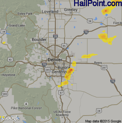 Hail Map for Denver, CO Region on July 17, 2018
