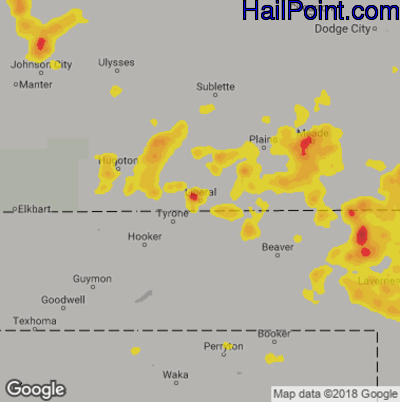 Hail Map for Liberal, KS Region on July 17, 2018