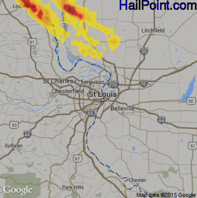 Hail Map for St. Louis, MO Region on July 20, 2018