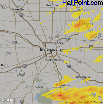 Hail Map for Indianapolis, IN Region on July 20, 2018