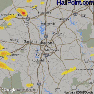 Hail Map for Charlotte, NC Region on July 21, 2018