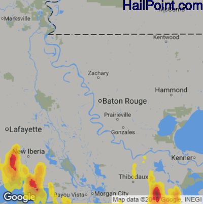 Hail Map for Baton Rouge, LA Region on July 23, 2018