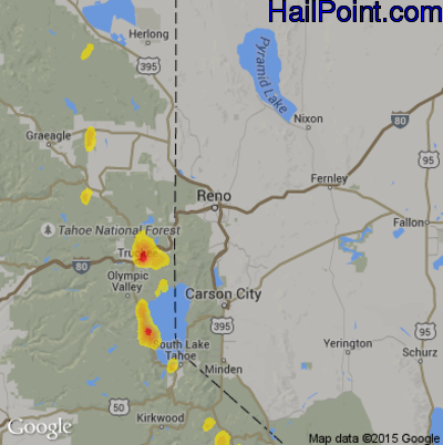 Hail Map for Reno, NV Region on July 23, 2018