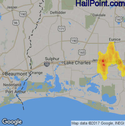 Hail Map for Lake Charles, LA Region on July 23, 2018