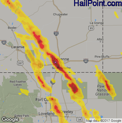 Hail Map for Cheyenne, WY Region on July 26, 2018