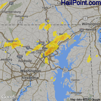 Hail Map for Baltimore, MD Region on July 27, 2018