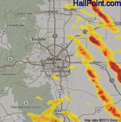 Hail Map for Denver, CO Region on August 6, 2018 