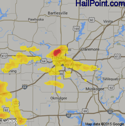 Hail Map for Tulsa, OK Region on August 7, 2018
