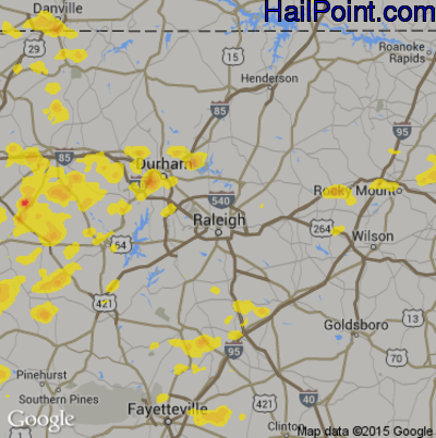 Hail Map for Raleigh, NC Region on August 8, 2018 