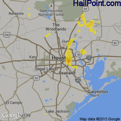 Hail Map for Houston, TX Region on August 8, 2018
