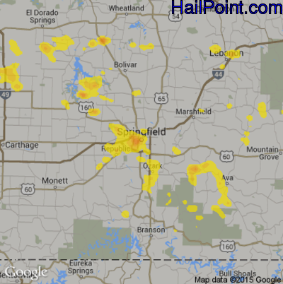 Hail Map for Springfield, MO Region on August 10, 2018