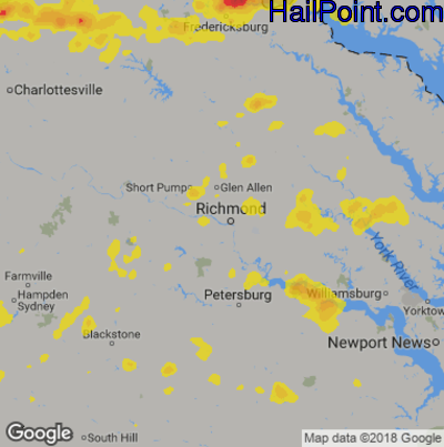 Hail Map for Richmond, VA Region on August 12, 2018