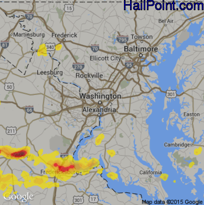 Hail Map for Washington, DC Region on August 12, 2018