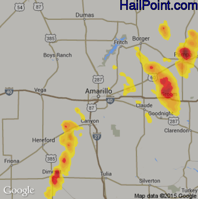 Hail Map for Amarillo, TX Region on August 14, 2018