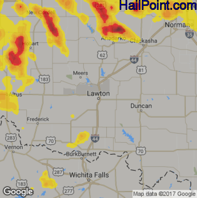 Hail Map for Lawton, OK Region on August 14, 2018 