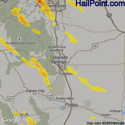 Hail Map for Colorado Springs, CO Region on August 14, 2018
