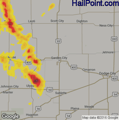 Hail Map for Garden City, KS Region on August 18, 2018 