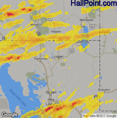 Hail Map for Logan, UT Region on August 22, 2018 