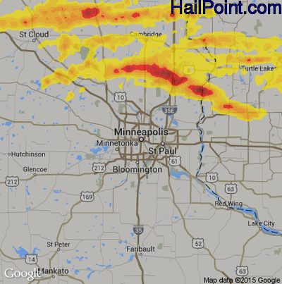 Hail Map for Minneapolis, MN Region on August 26, 2018 