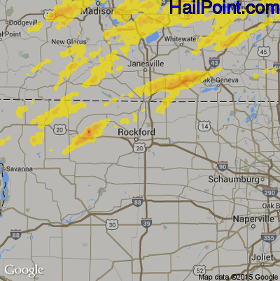 Hail Map for Rockford, IL Region on August 26, 2018 