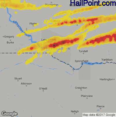 Hail Map for Grand Island, NE Region on August 28, 2018 
