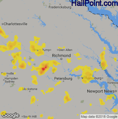 Hail Map for Richmond, VA Region on August 30, 2018